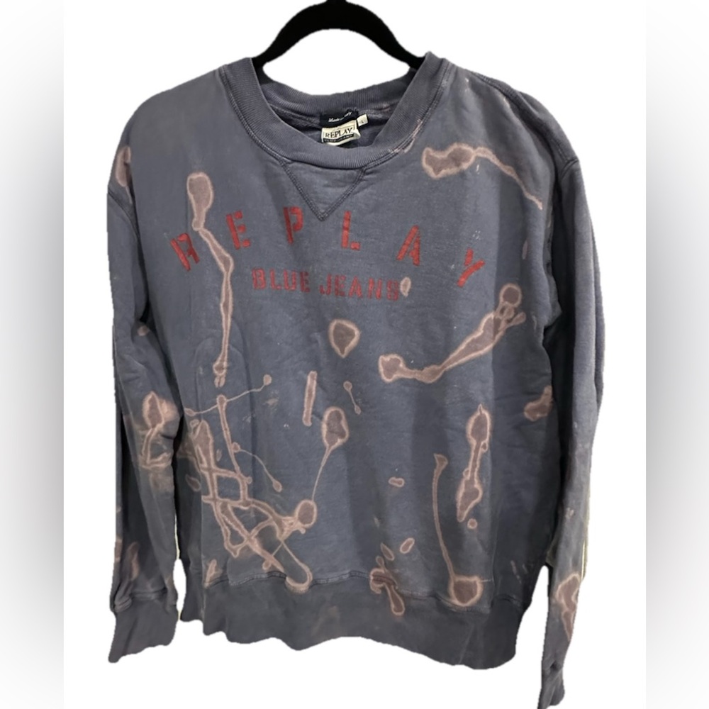 REPLAY Y2K Sweatshirt RARE Purple Splatter Make Offer Made in Italy LARGE